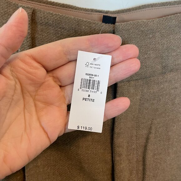 BANANA REPUBLIC Petite Wide Leg Slim Flare Wool Pleated Trouser Pants \\ 8P - Picture 7 of 12